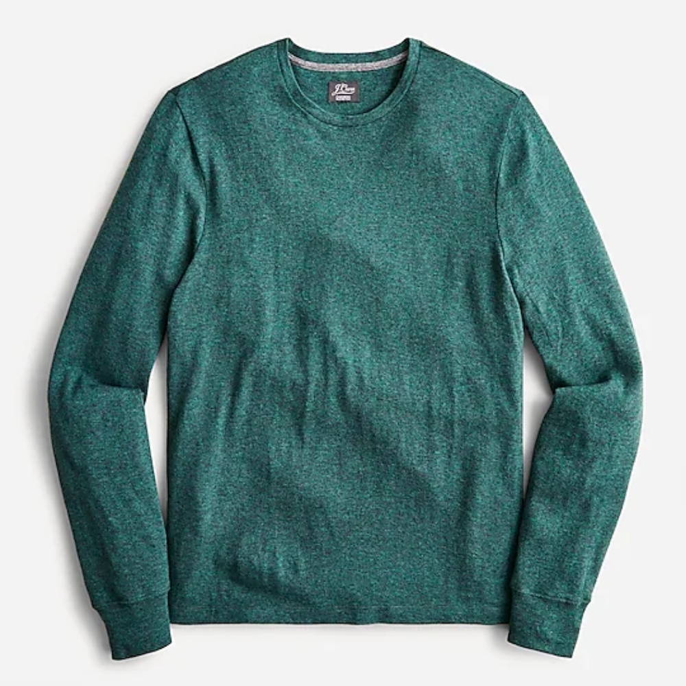 J. Crew Cotton-Cashmere Marled Forest Green T-Shirt Size Medium